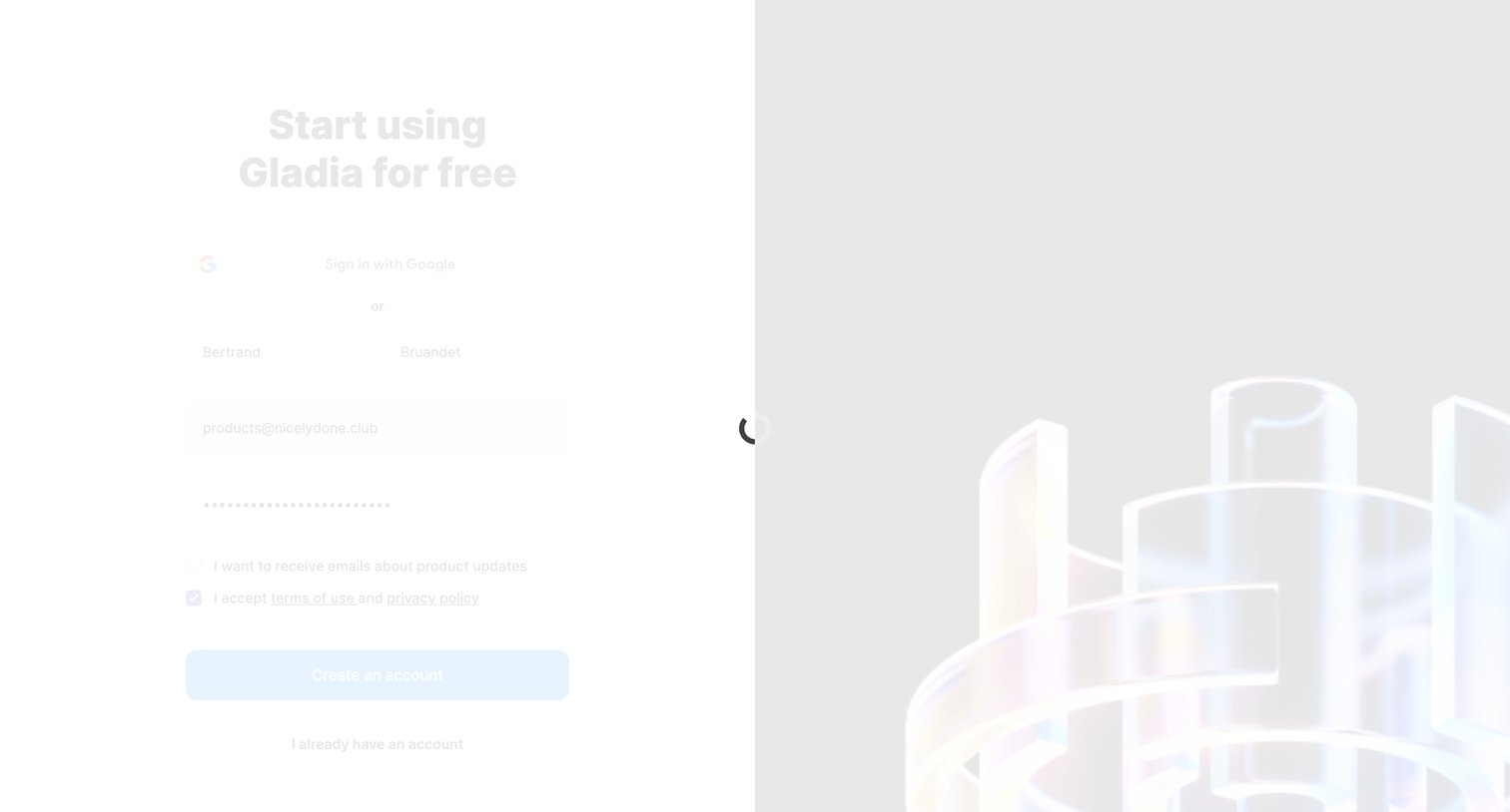 Gladia screen