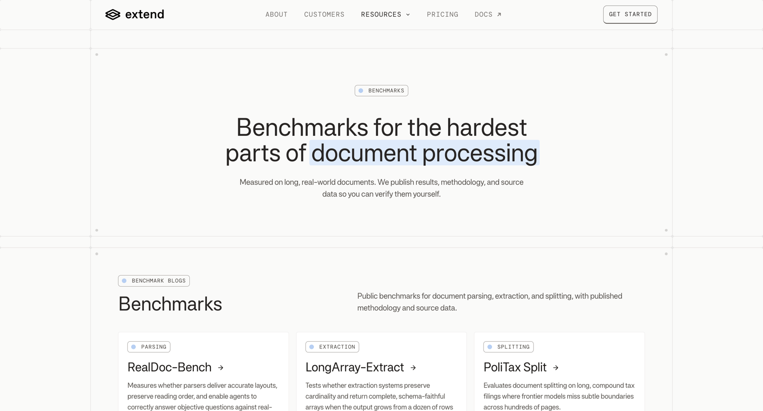 Extend - Document Processing Benchmarks | Extend screen