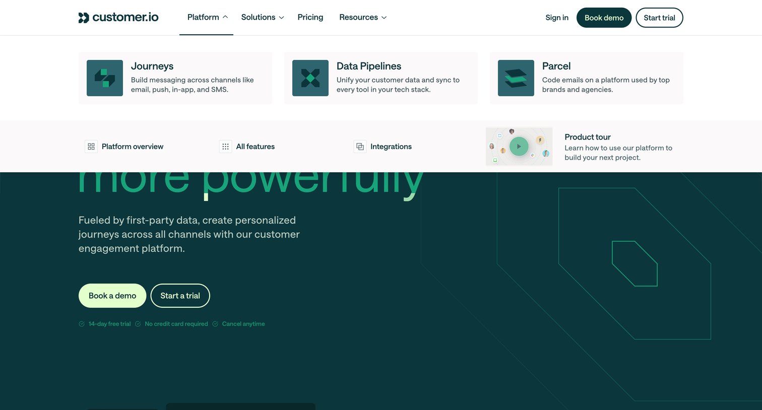 Customer.io - Customer.io Platform Automation, Data, Content Creation screen