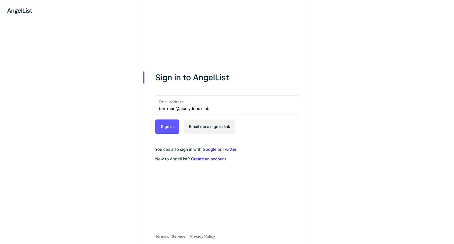 Angellist - AngelList screen