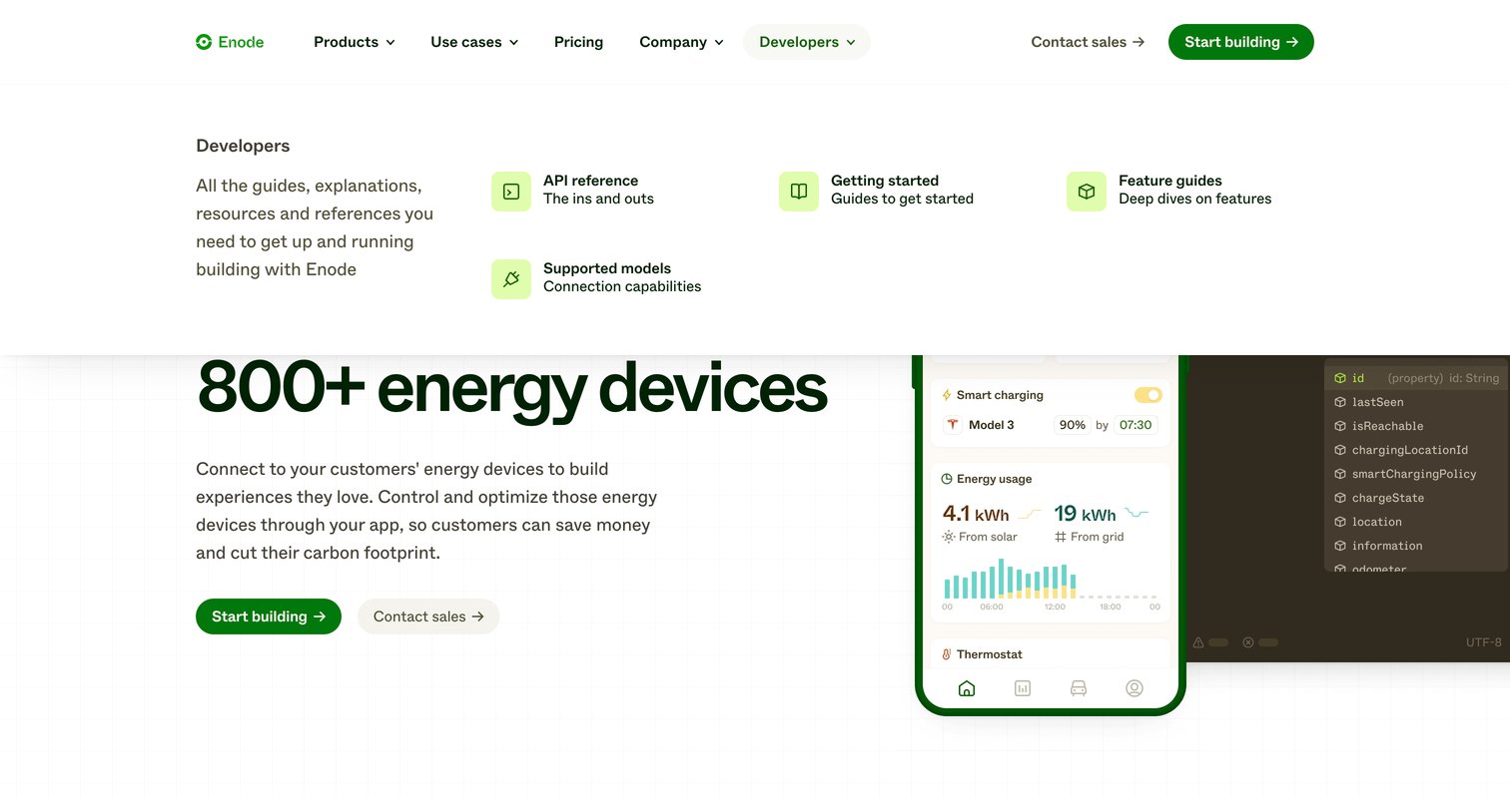 Enode - Enode One integration, connect to 800+ energy devices screen