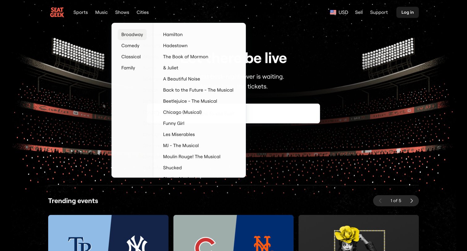 SeatGeek - SeatGeek | Your Ticket to Sports Games, Concerts  Live Shows so Fa screen
