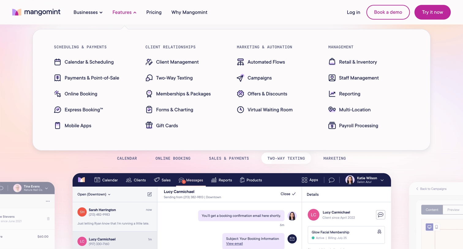 Mangomint - Mangomint | Salon  Spa Software  Booking  Management screen