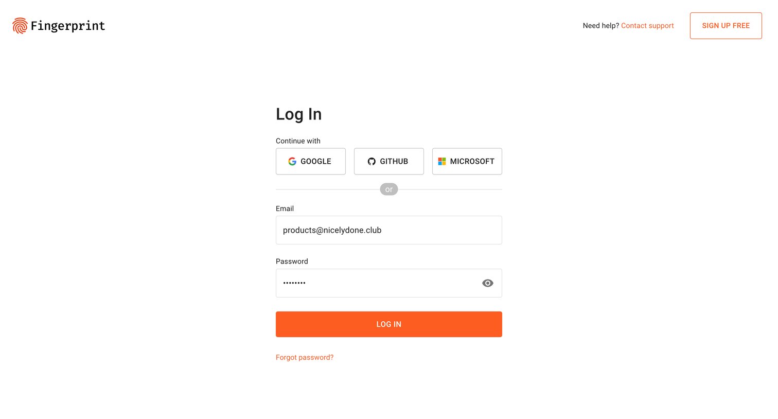 Fingerprint - Log In | Fingerprint screen