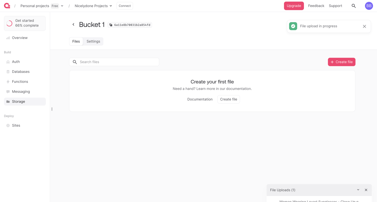 Appwrite - Bucket - Appwrite screen