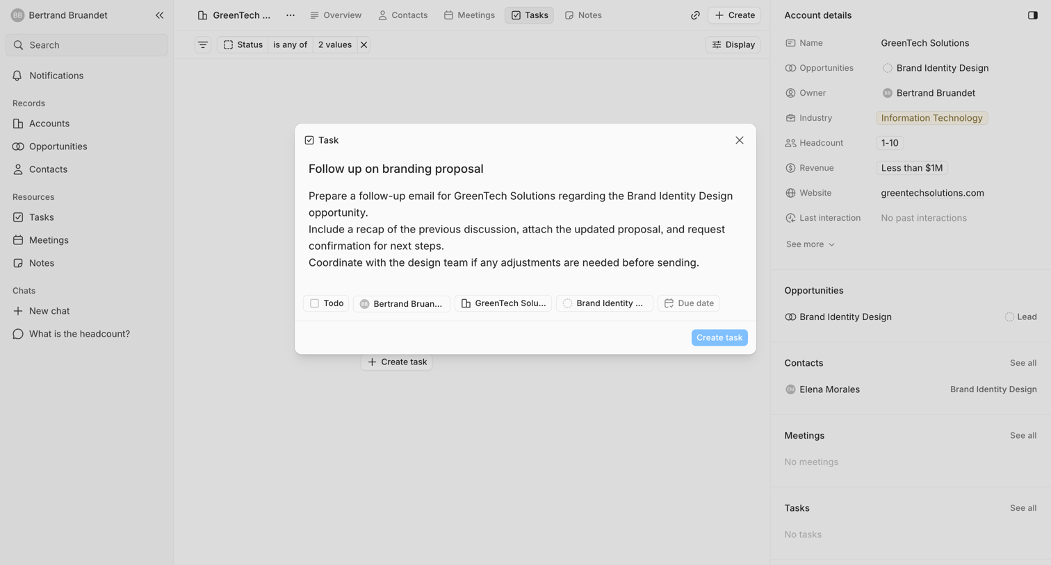 Lightfield - Tasks screen