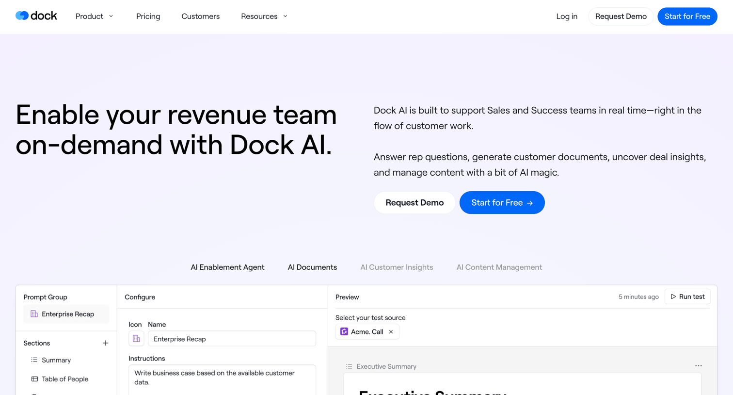 Dock - Dock AI | Enable your revenue team on-demand with AI screen