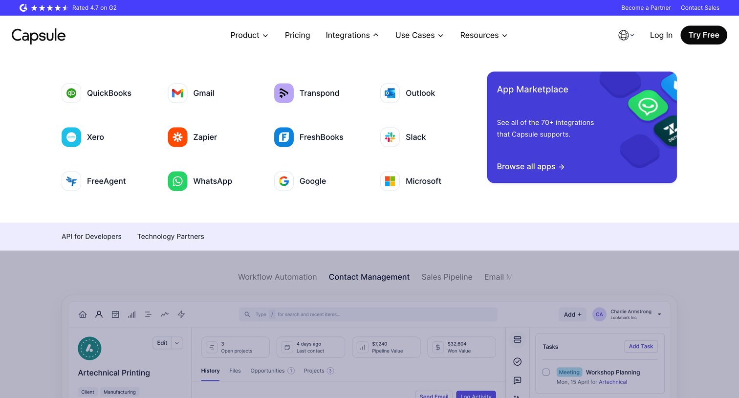 Capsule - CRM Made Simple  Capsule CRM screen