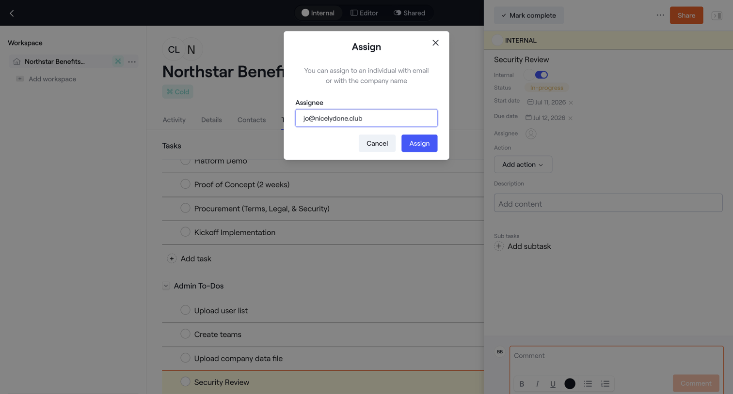 Dock - Internal · Northstar Benefits Onboarding Portal screen