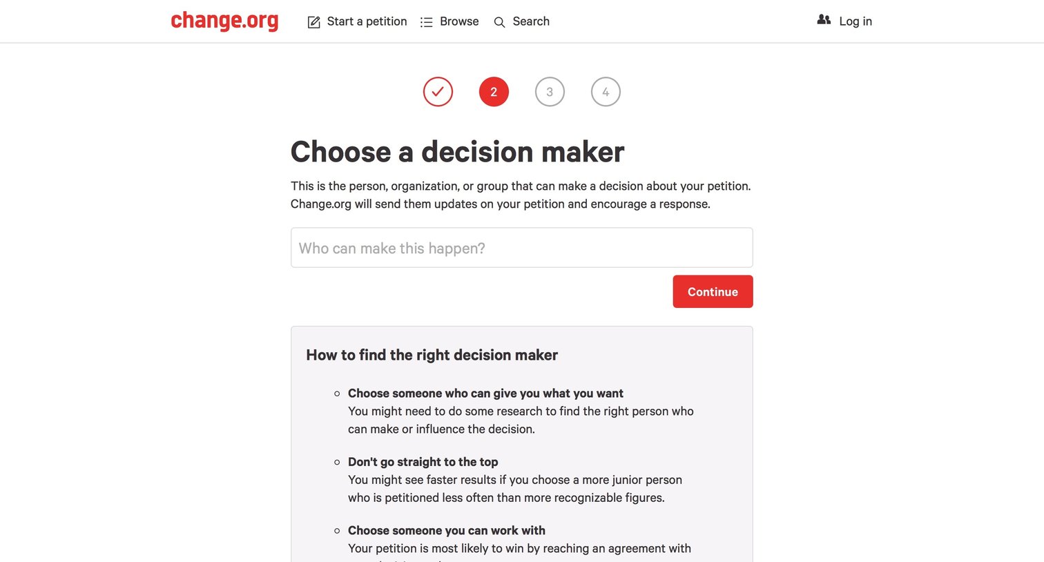 Change - Create screen