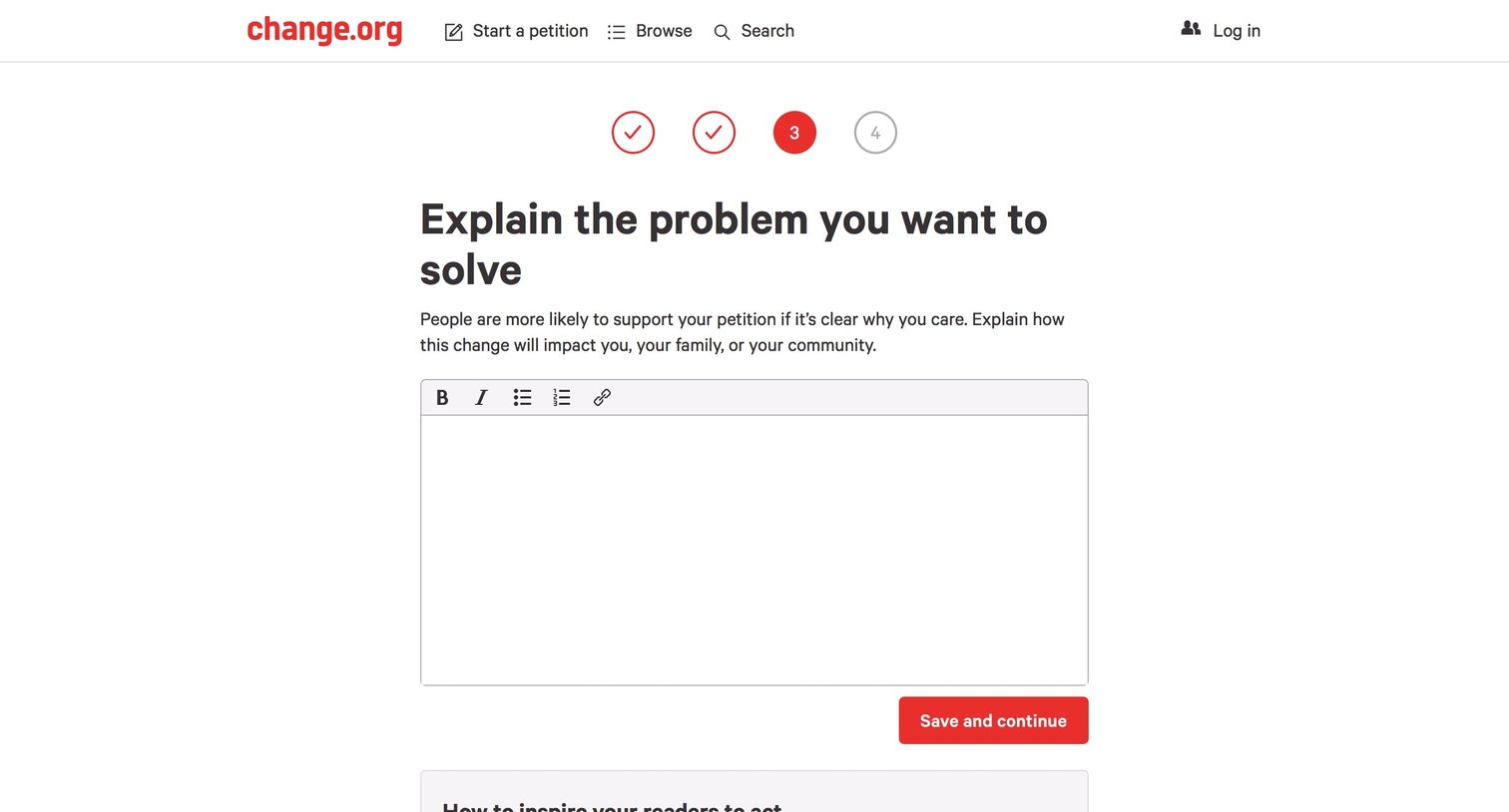 Change - Create screen