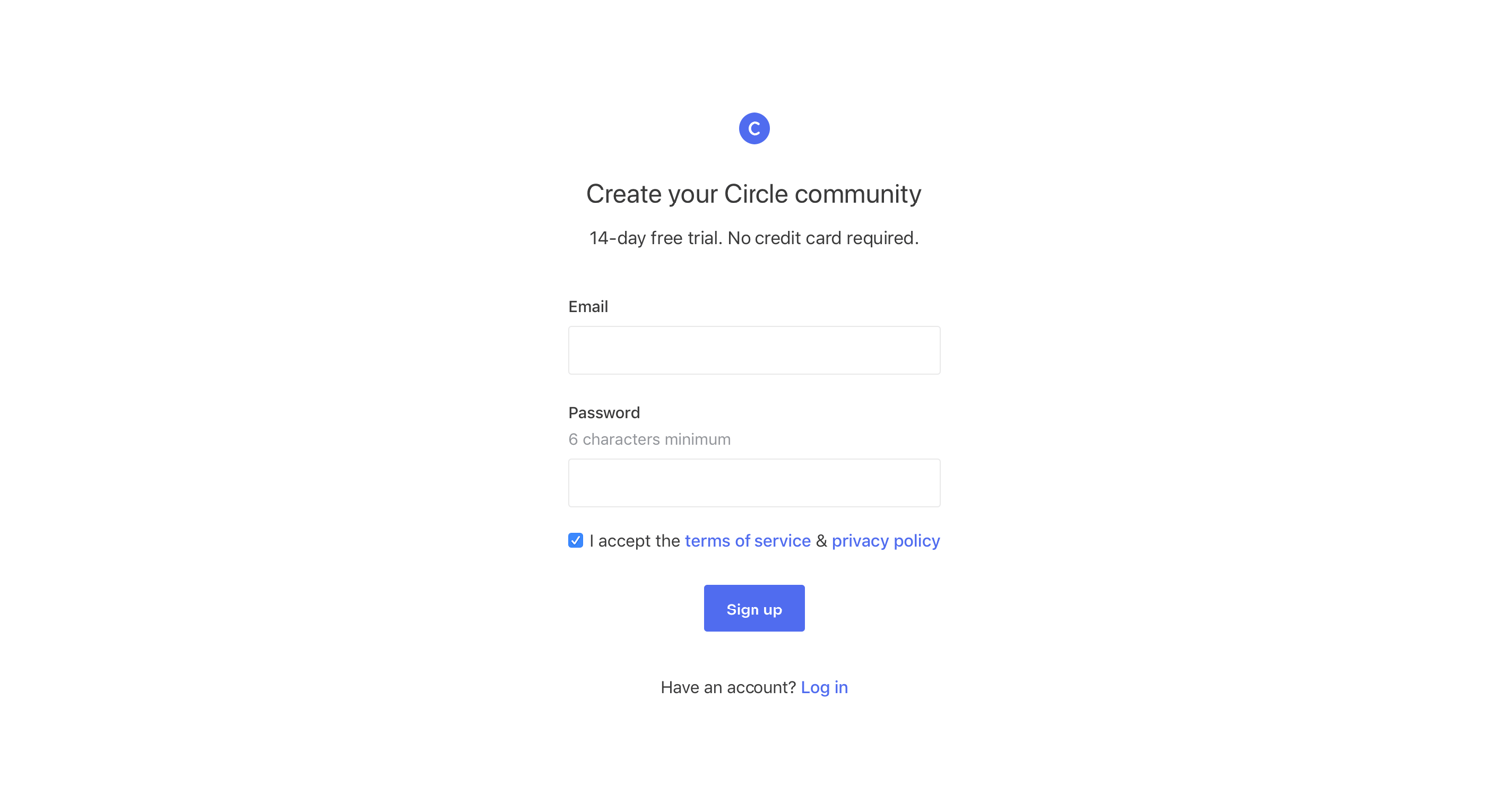 Circle - Sign up screen