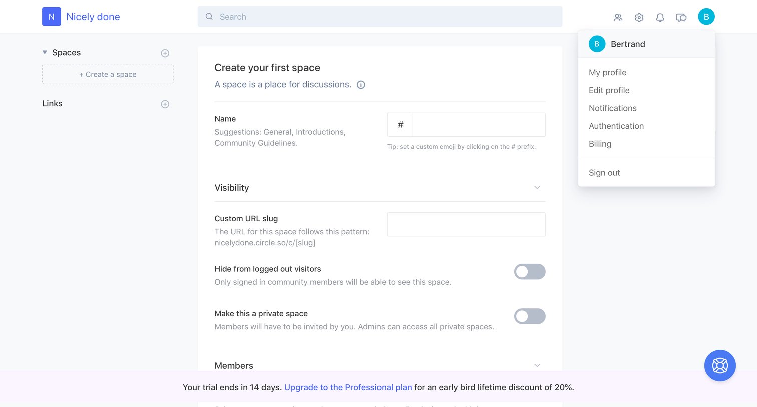 Circle - Dropdown & other states screen