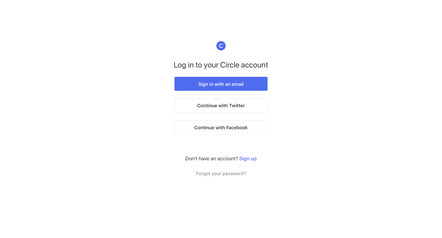 Circle - Sign in screen