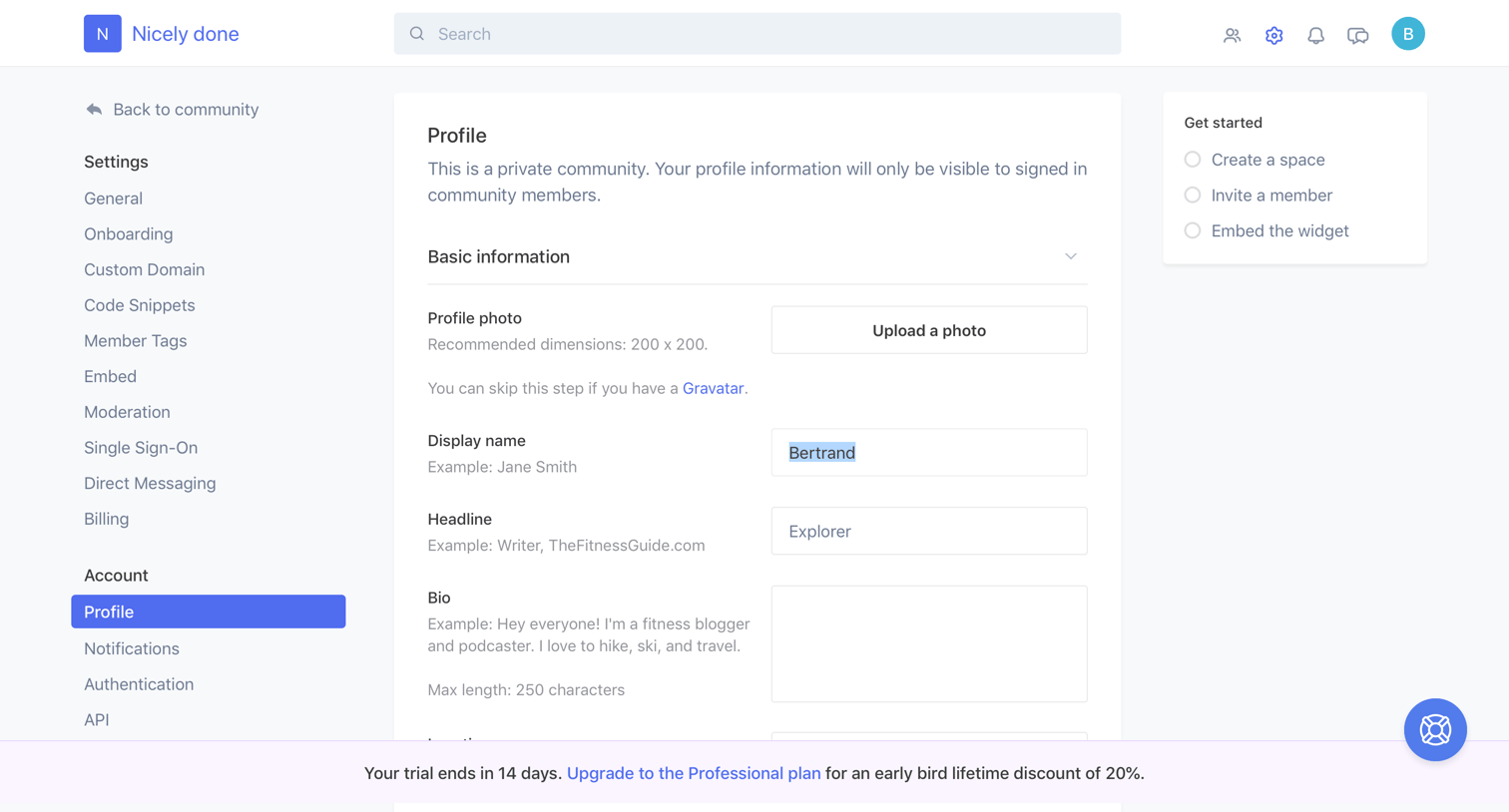 Circle - Profile screen
