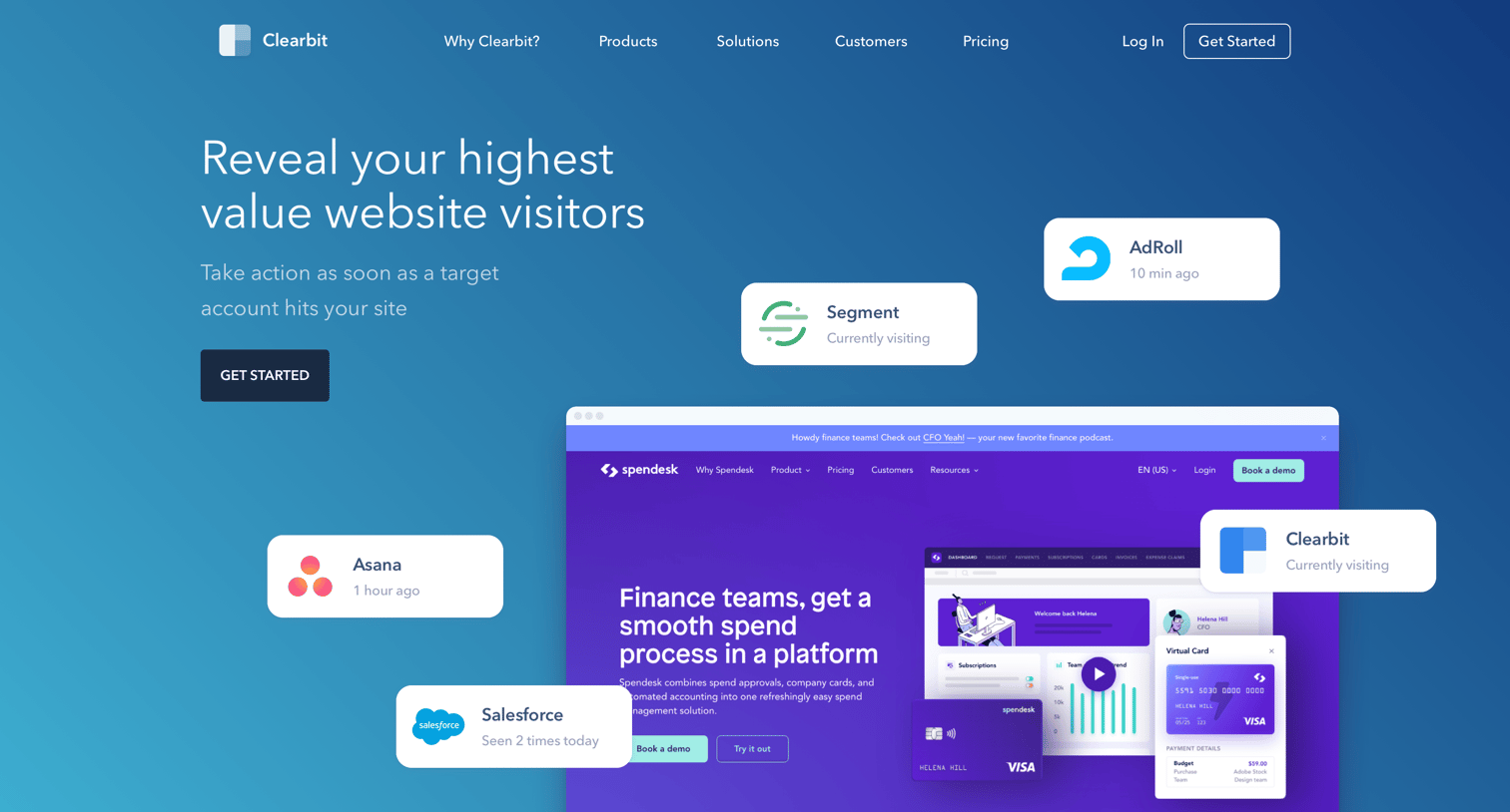 Clearbit - Turn IP Addresses Into Company Data | Engage when intent is high | Clearbit screen