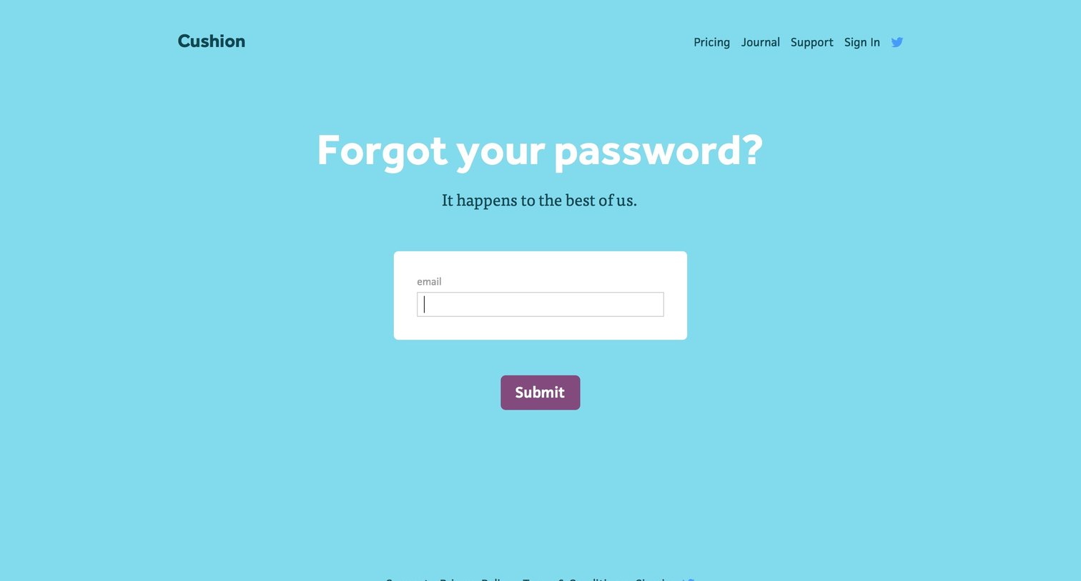 Cushion - Password reset screen