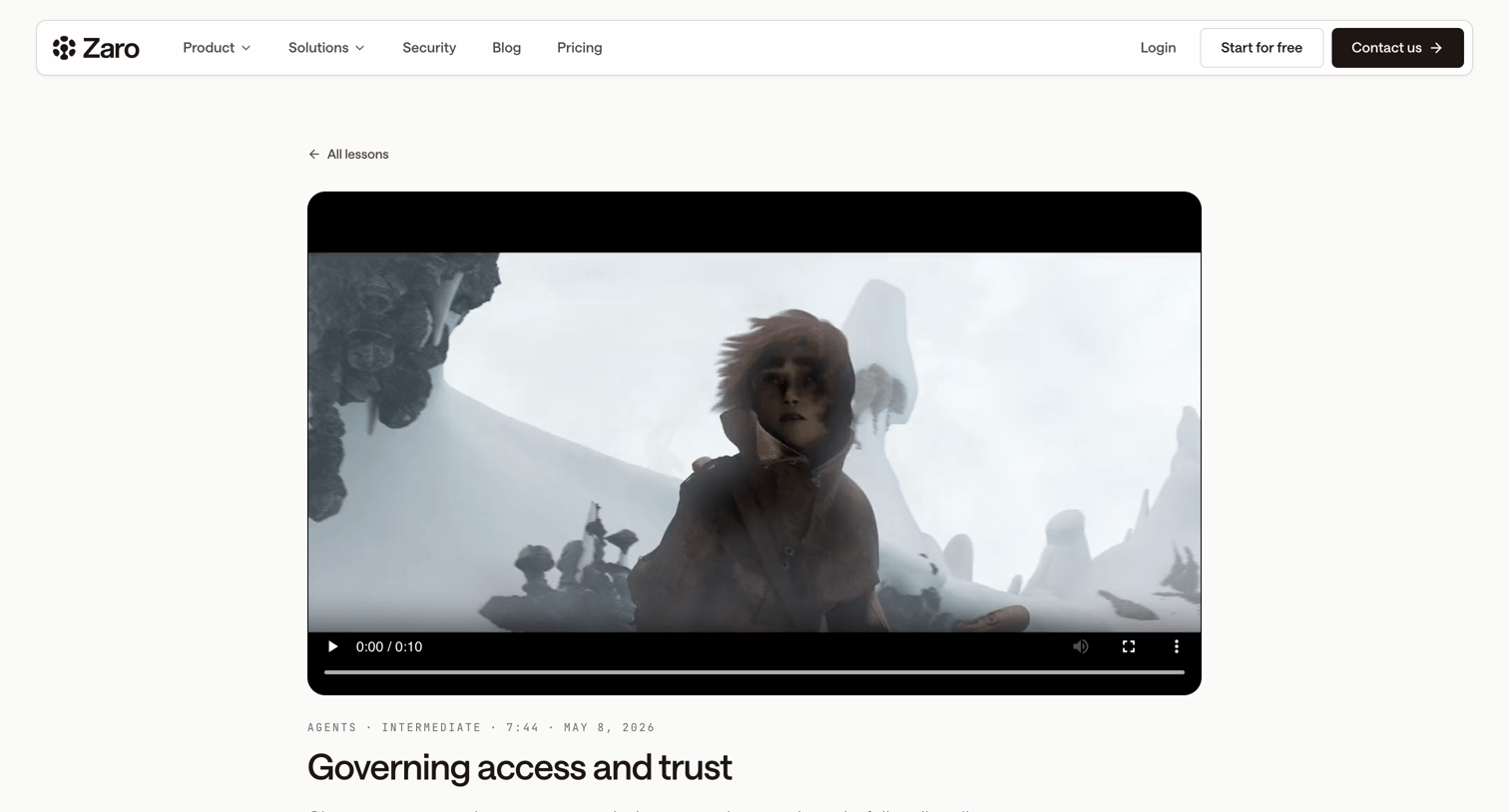 Zaro - Governing access and trust - Zaro screen