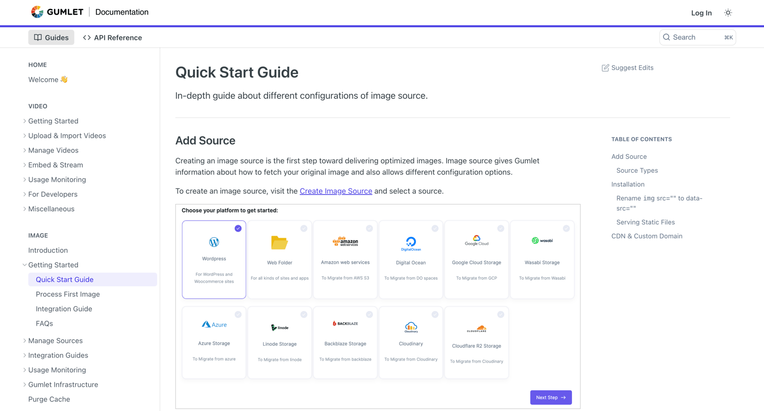 Gumlet - Quick Start Guide screen