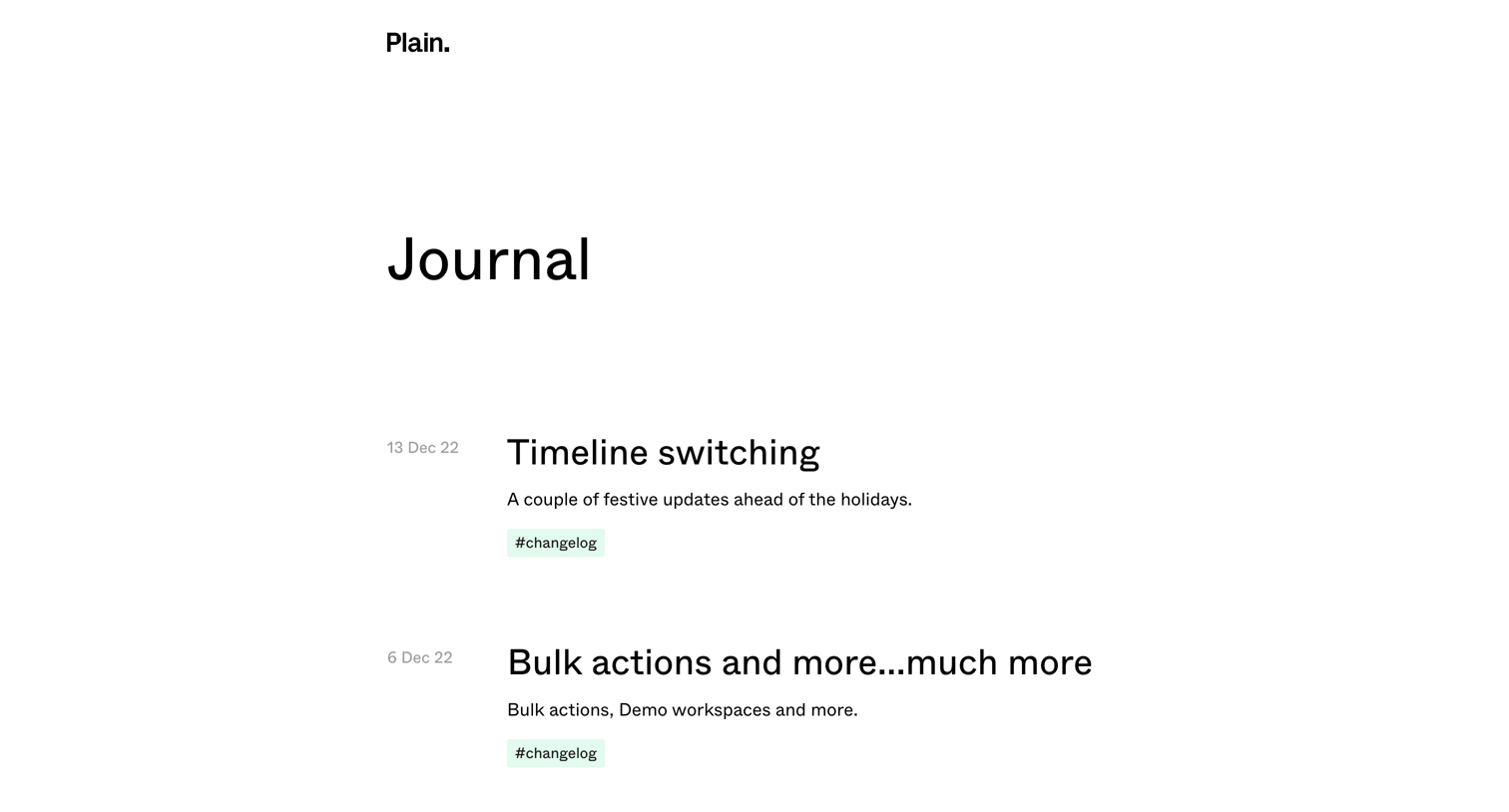 Plain - Plain Journal screen