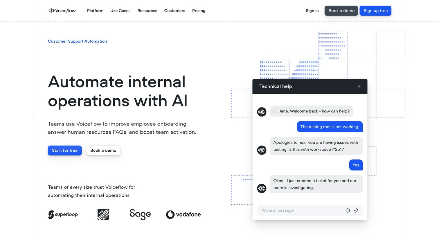 Voiceflow - Internal Operations Voiceflow screen