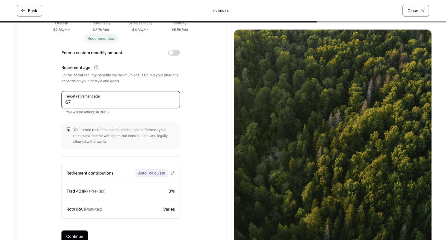 Origin Financial screen