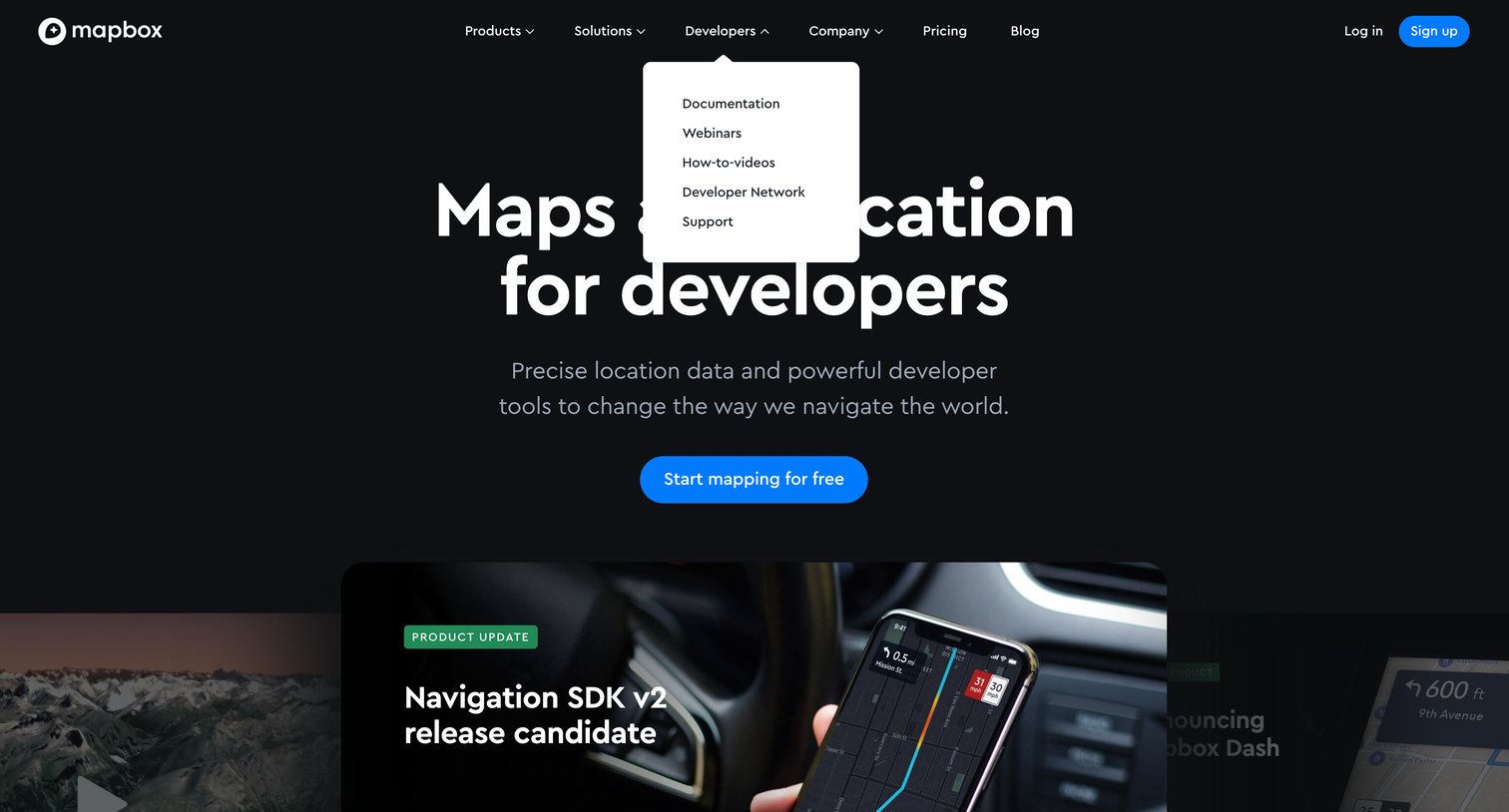 Mapbox - Maps, geocoding, and navigation APIs | SDKs  Mapbox screen