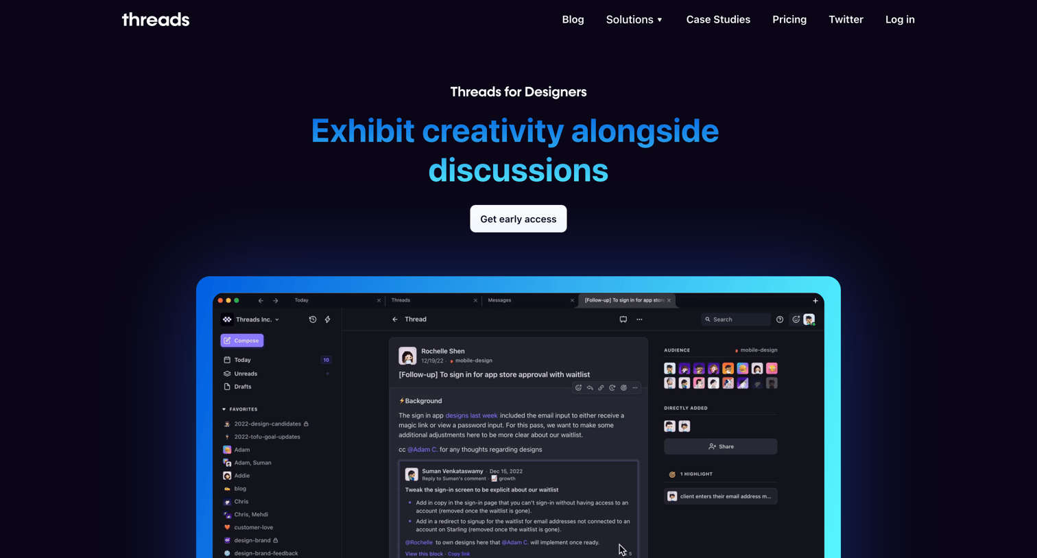 Threads - Threads for Designers screen