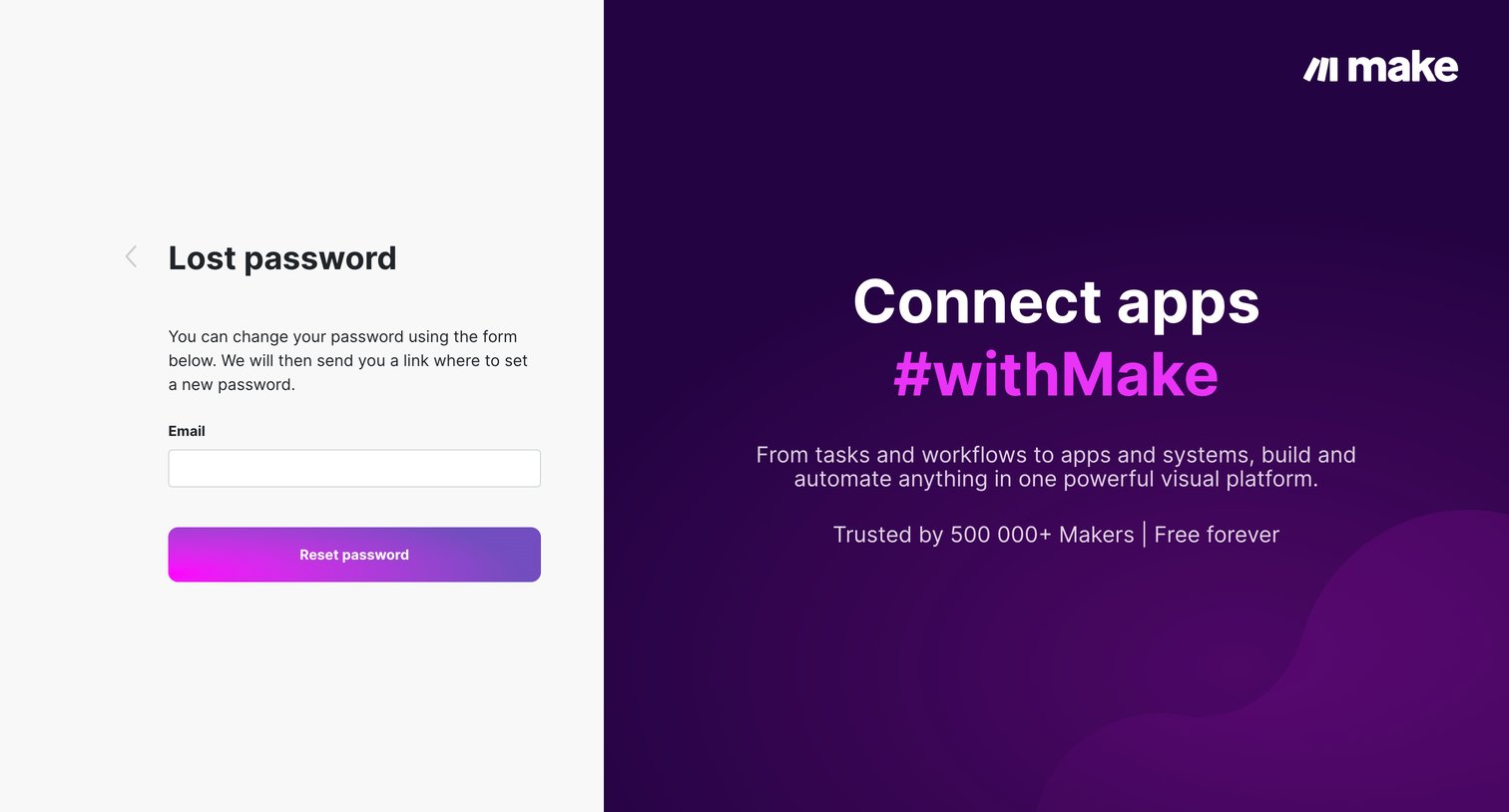 Make - Lost password screen