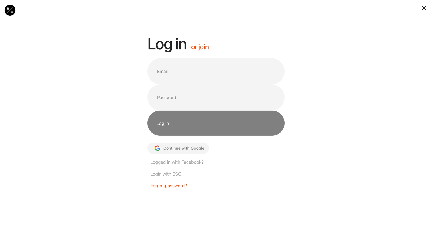 Readymag - Login | Join screen