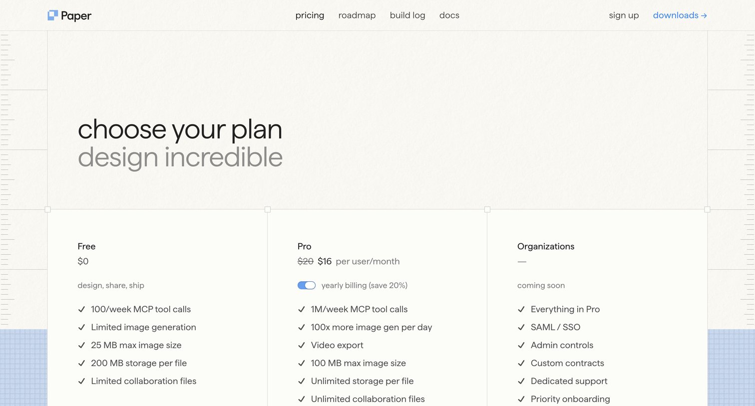 Paper - Pricing • Paper screen