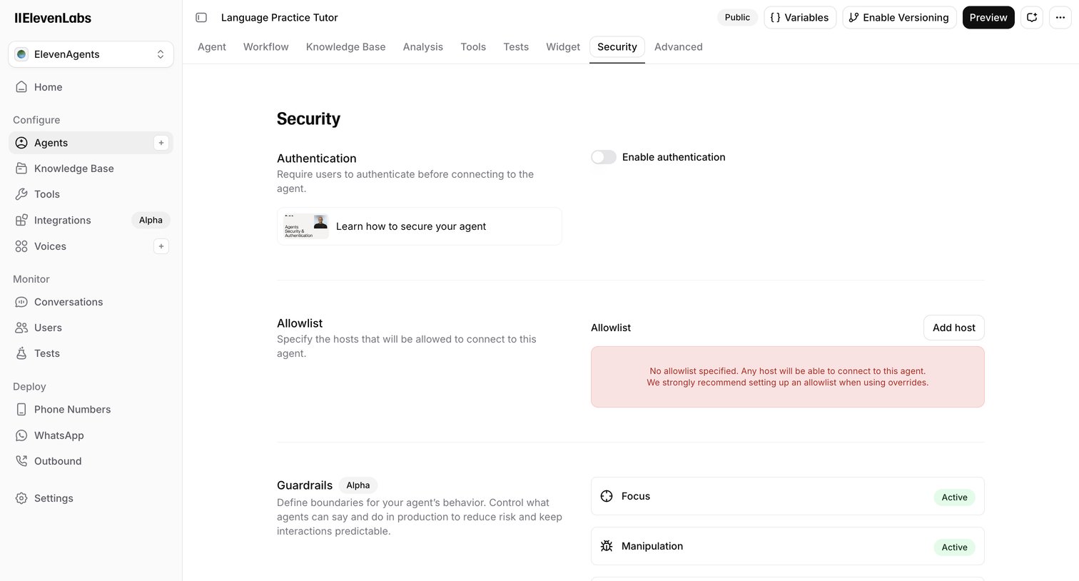 Elevenlabs - ElevenAgents | ElevenLabs screen
