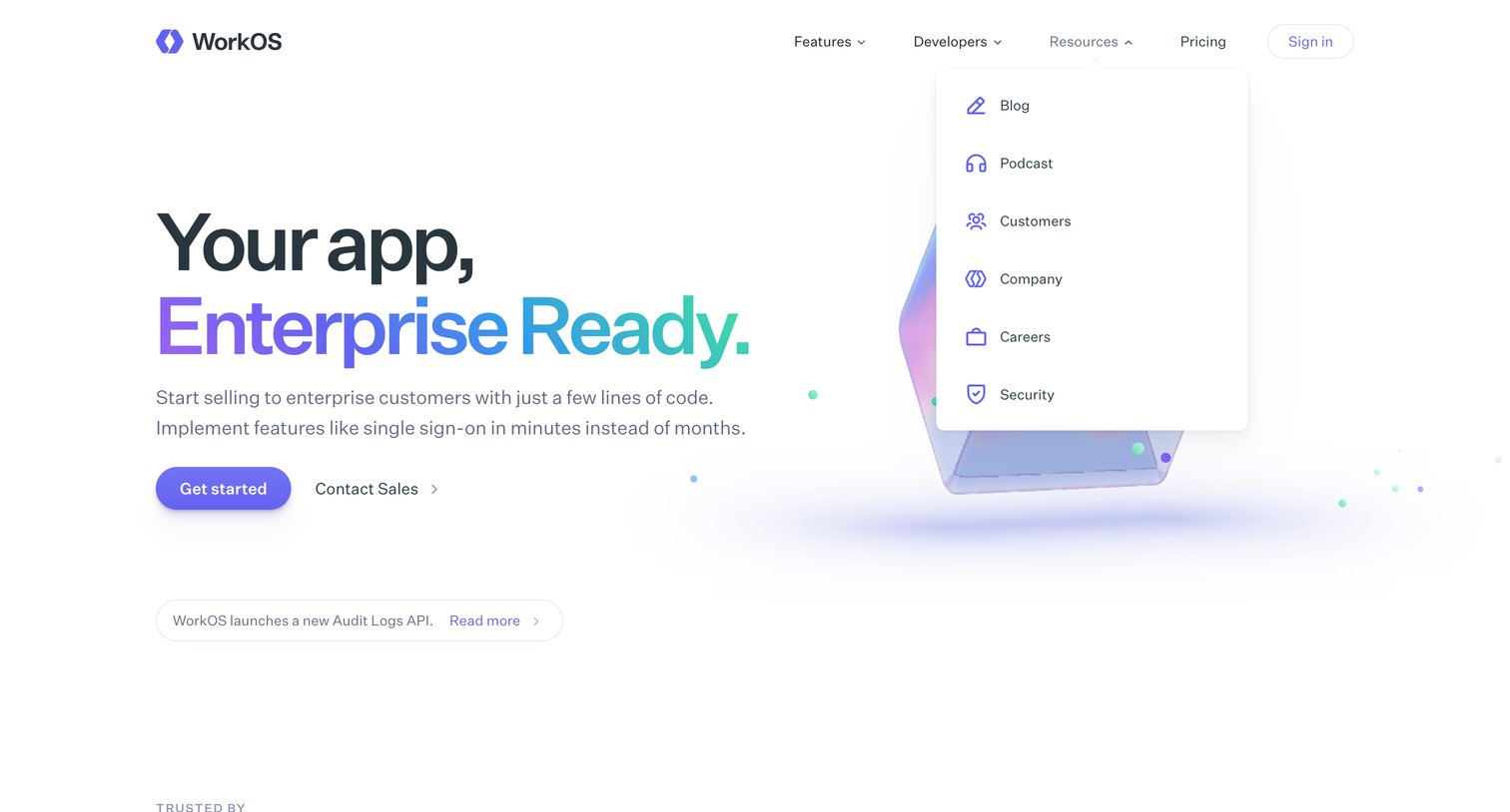 WorkOs - WorkOS — Your app, Enterprise Ready. screen