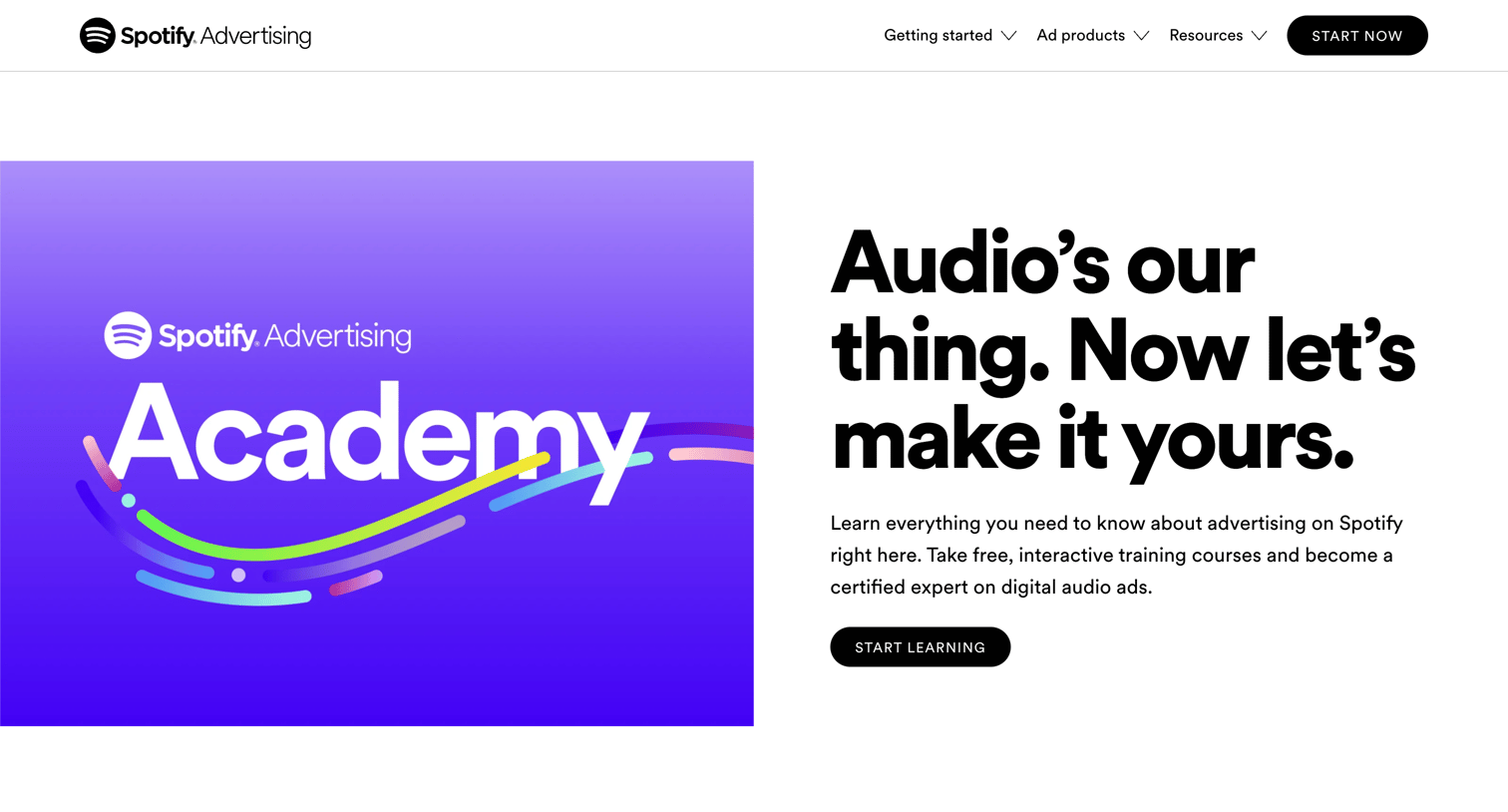 Spotify - The Spotify Advertising Academy Get Certified in Spotify Ads screen