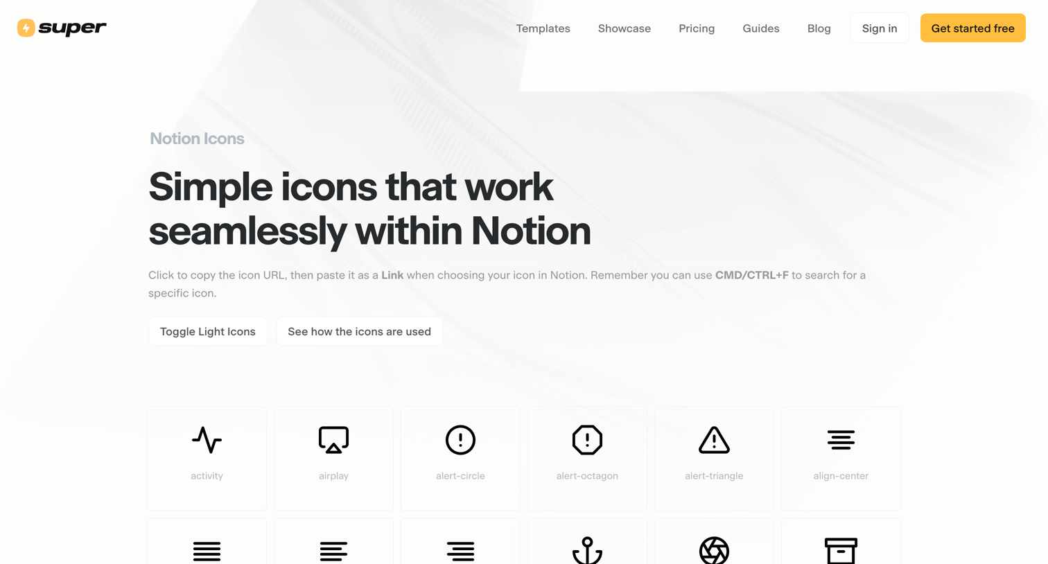 Super - Notion Icons screen
