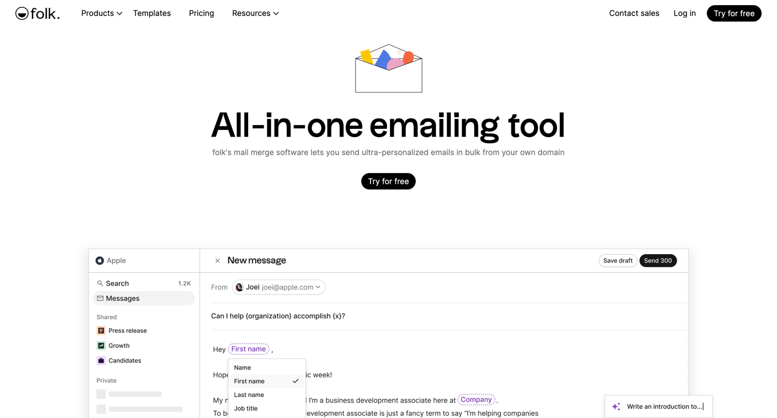 Folk - Bulk email campaigns screen