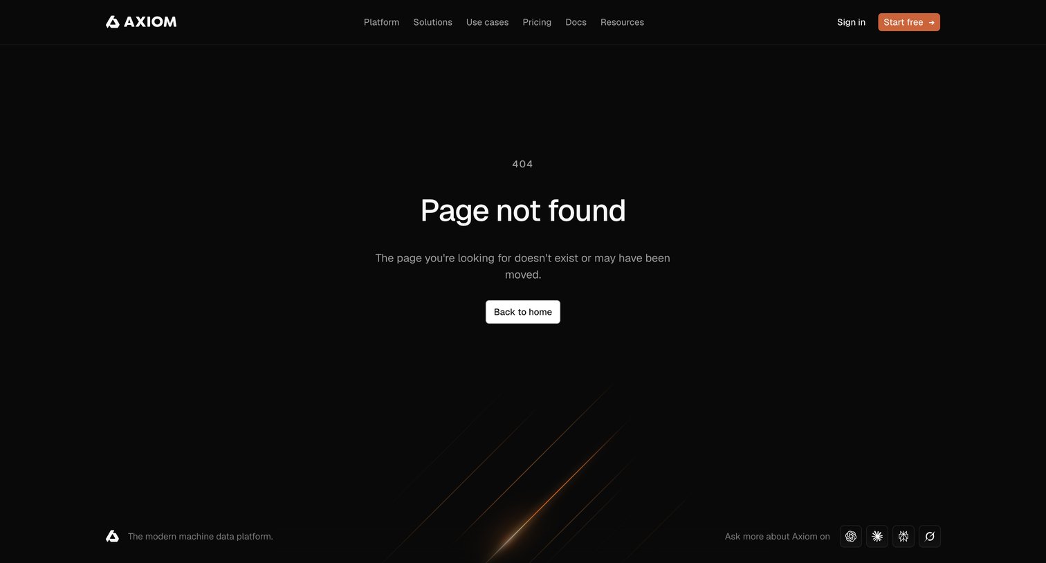 Axiom - Page not found - Axiom screen