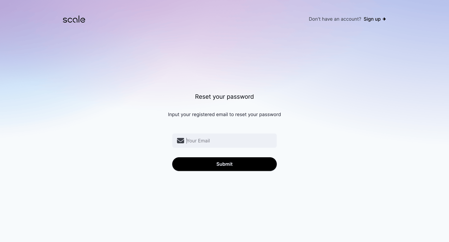 Scale - Forgot your Password? - Request a New one Now - Scale screen