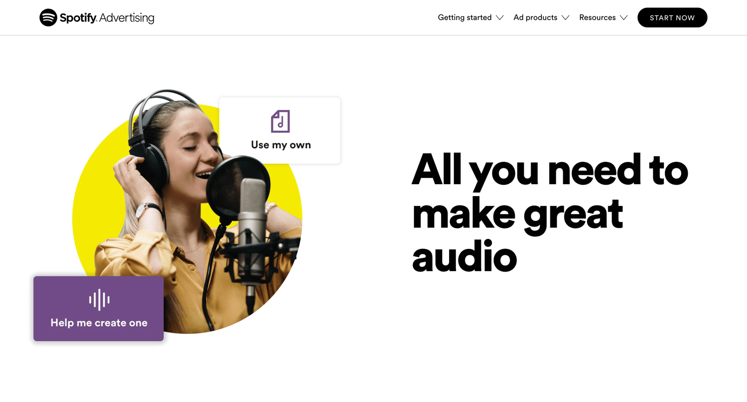 Spotify - Create with Spotify | Spotify Advertising screen