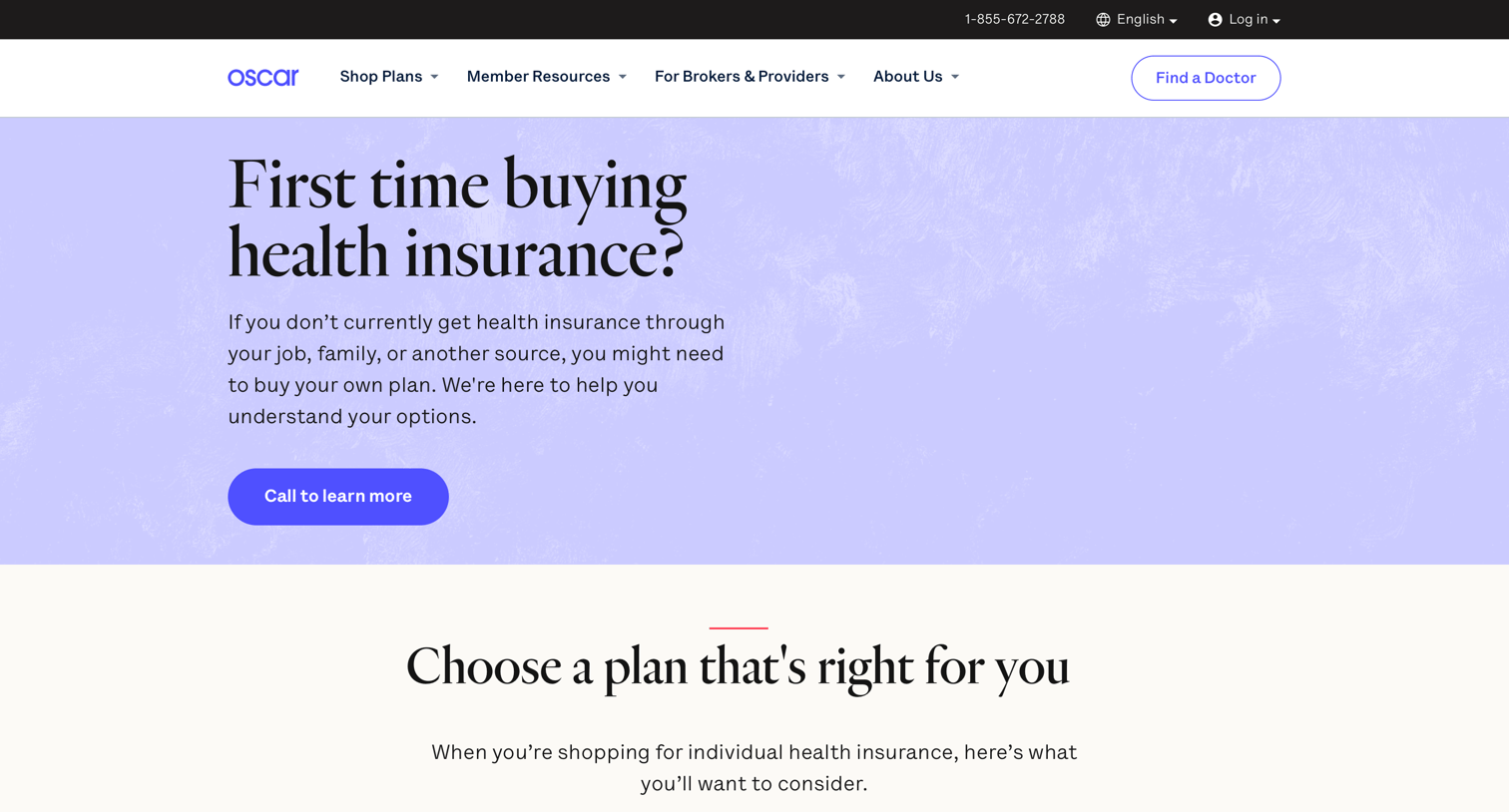 Oscar - Oscar | First time buying health insurance screen