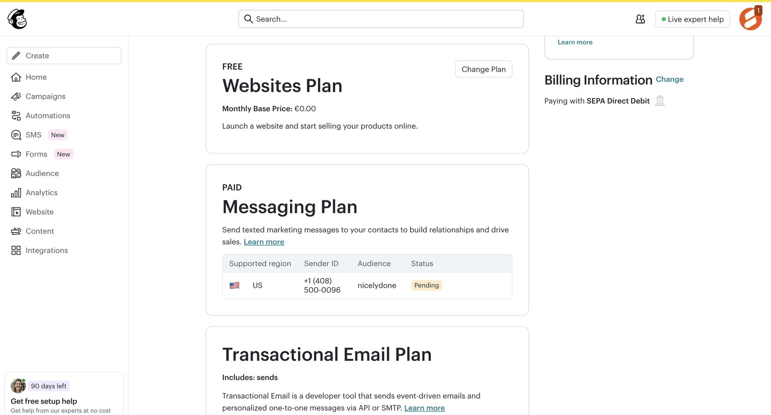 Mailchimp - Billing Plans | Mailchimp screen
