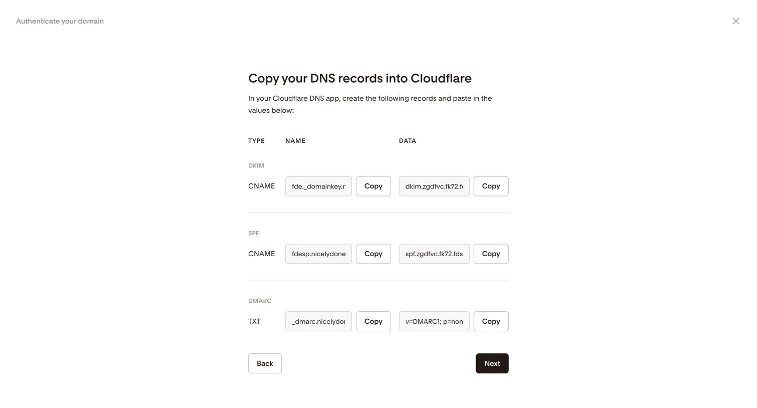 Flodesk - Domain authentication | Flodesk screen