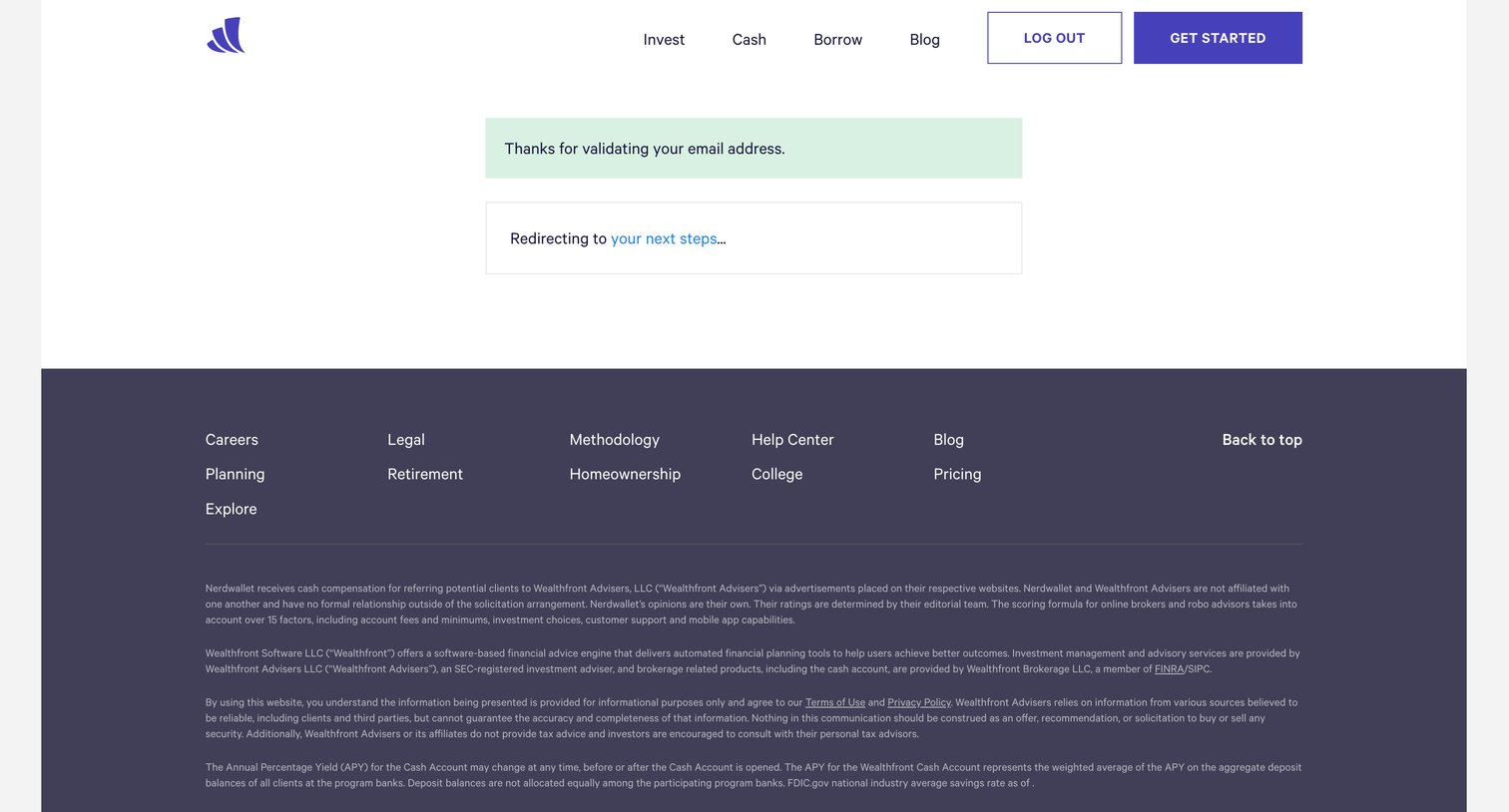 Wealthfront - Wealthfront - Planning | Investing Made Easy screen