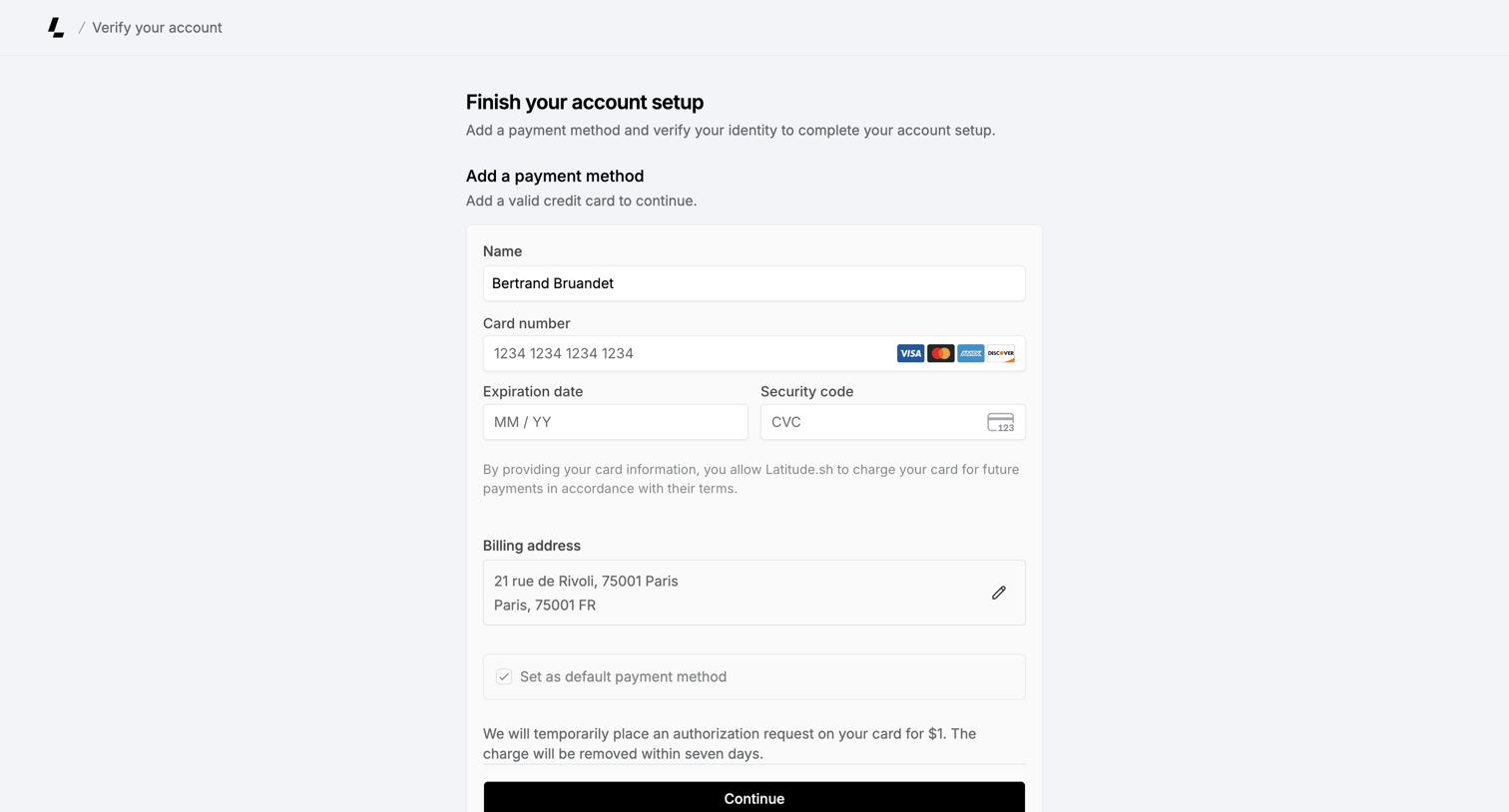 Latitude.sh - Account verification – Dashboard - Latitude.sh screen