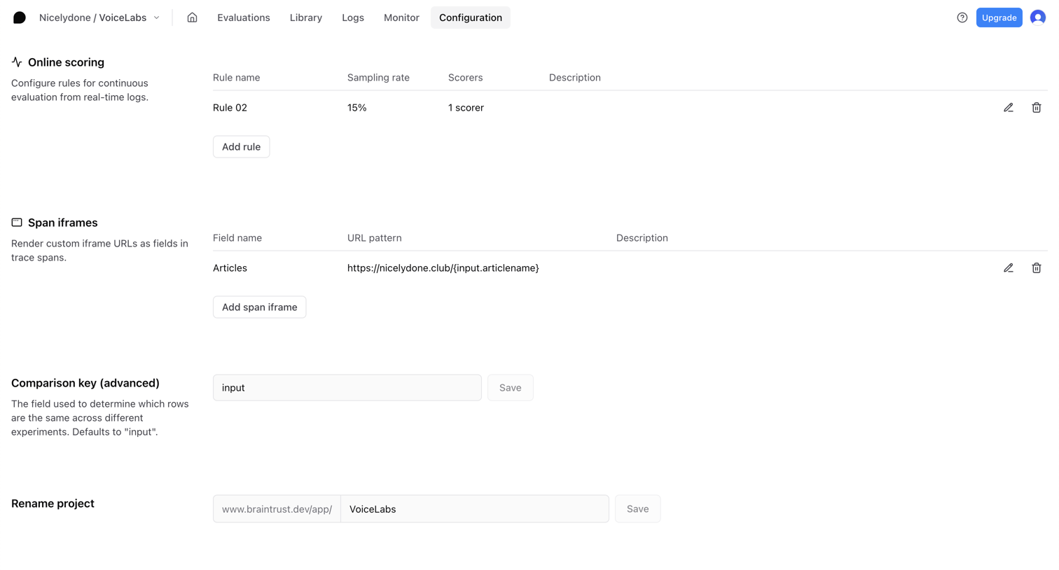 Braintrust - Configuration - VoiceLabs - Braintrust screen