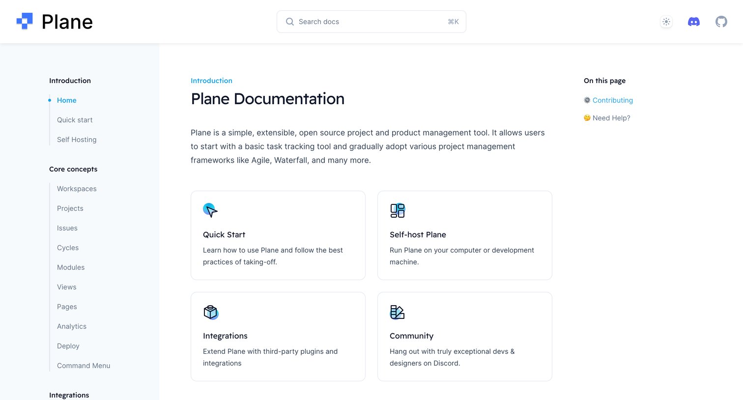 Plane - Plane Documentation screen