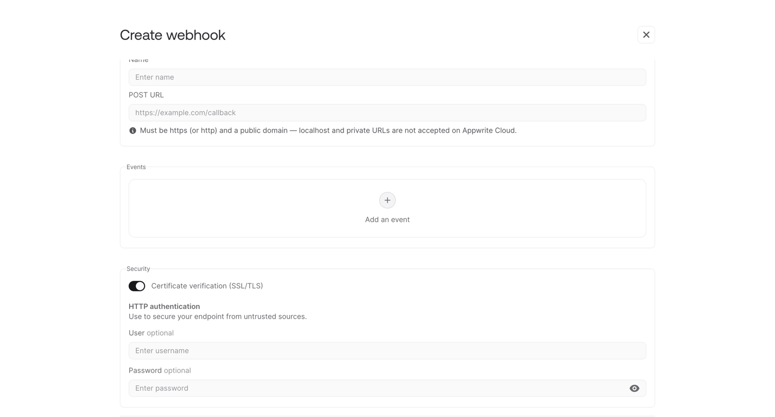 Appwrite - Settings - Appwrite screen