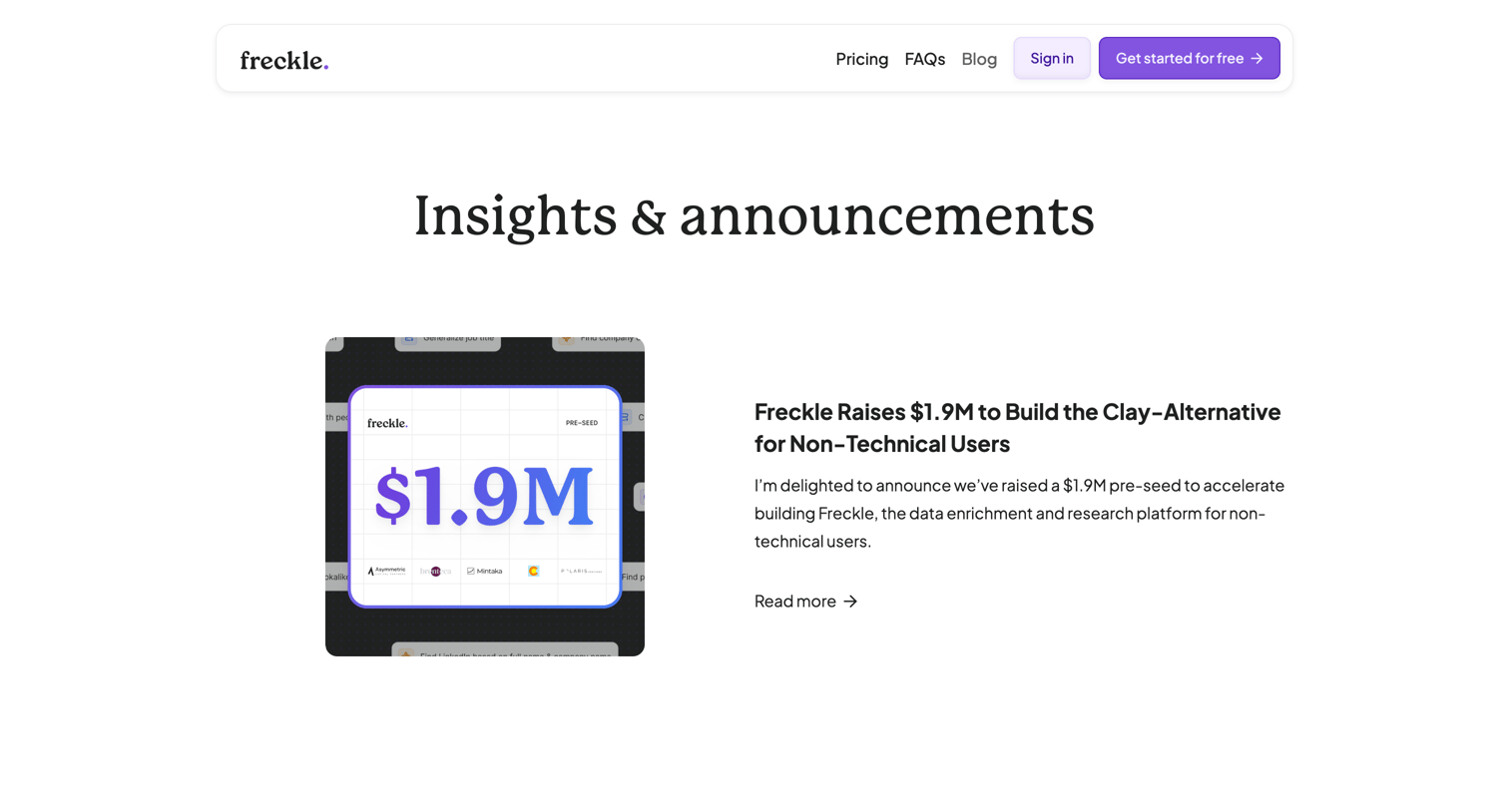 Freckle - Freckle – Blog screen