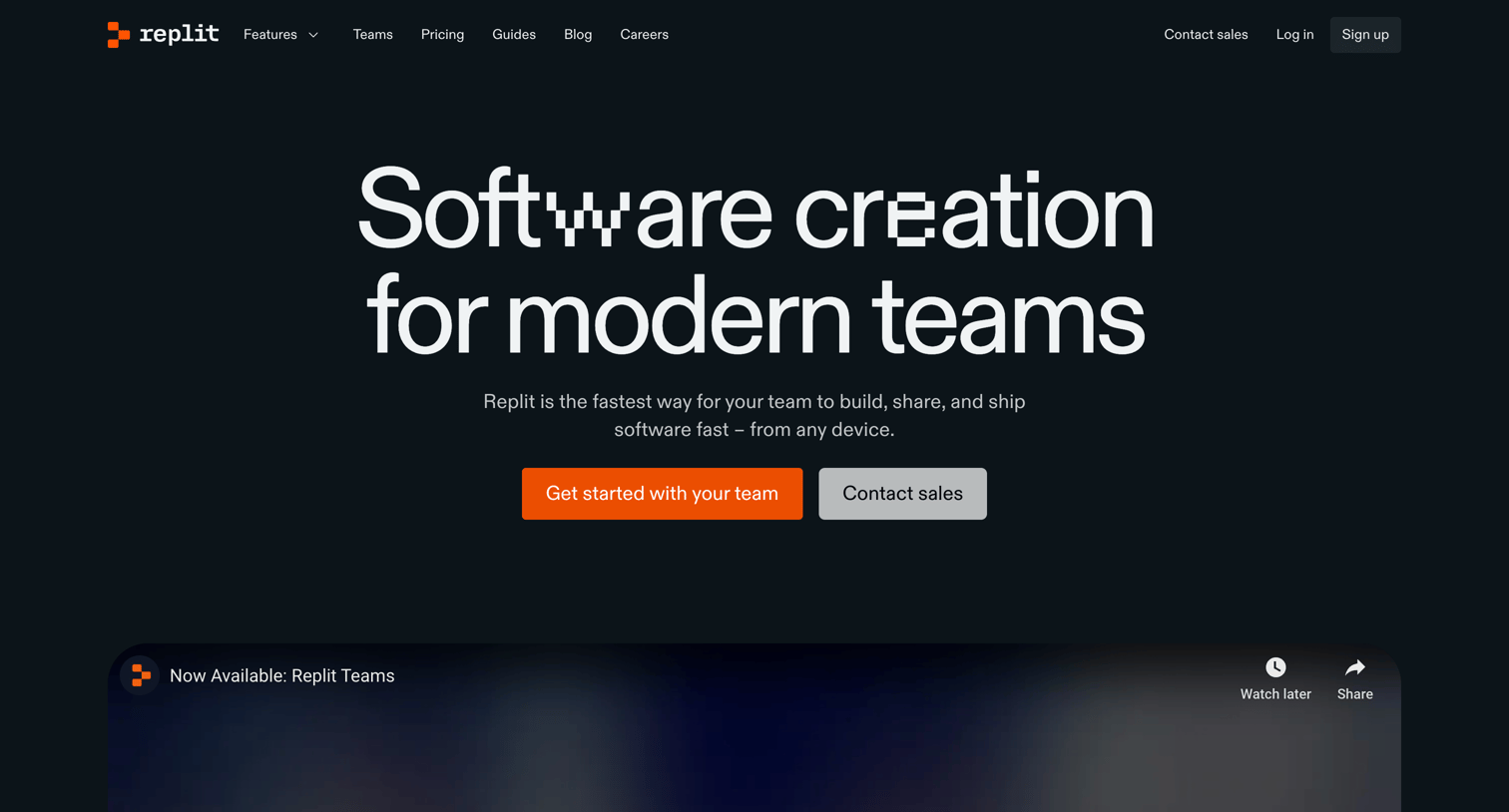 Replit - Teams - Replit screen