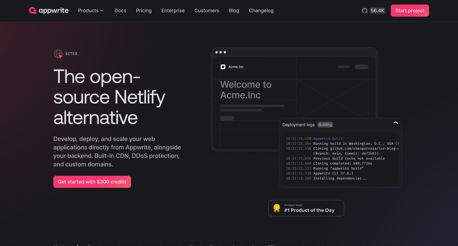 Appwrite - Appwrite Sites - Appwrite screen
